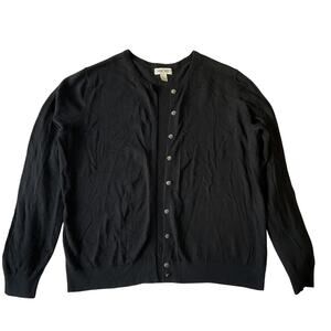 VINTAGE Cherokee Women Button Up Cardigan Size L Black Cotton Rayon Long Sleeve